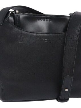 Authentic LOEWE Shoulder Bag Leather Black Silver